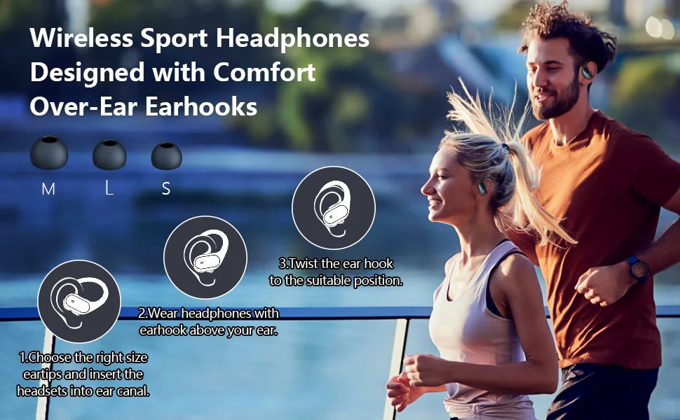 Auriculares Bluetooth 5.3 TWS Deportivos con Gancho y IPX6