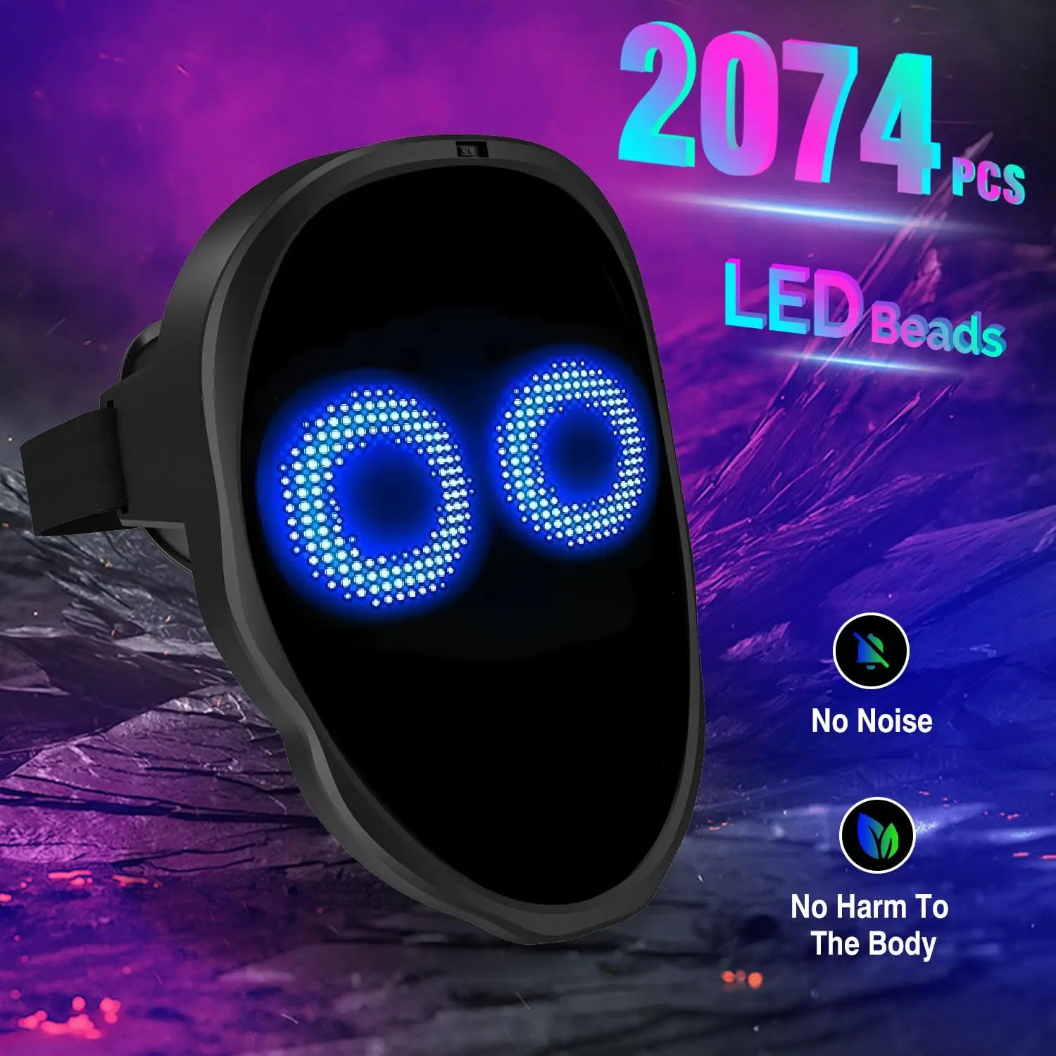 Máscara con luz LED para fiesta, detección de gestos, pantalla inteligente, máscaras faciales LED, programable, Control por aplicación Bluetooth, máscara transformadora