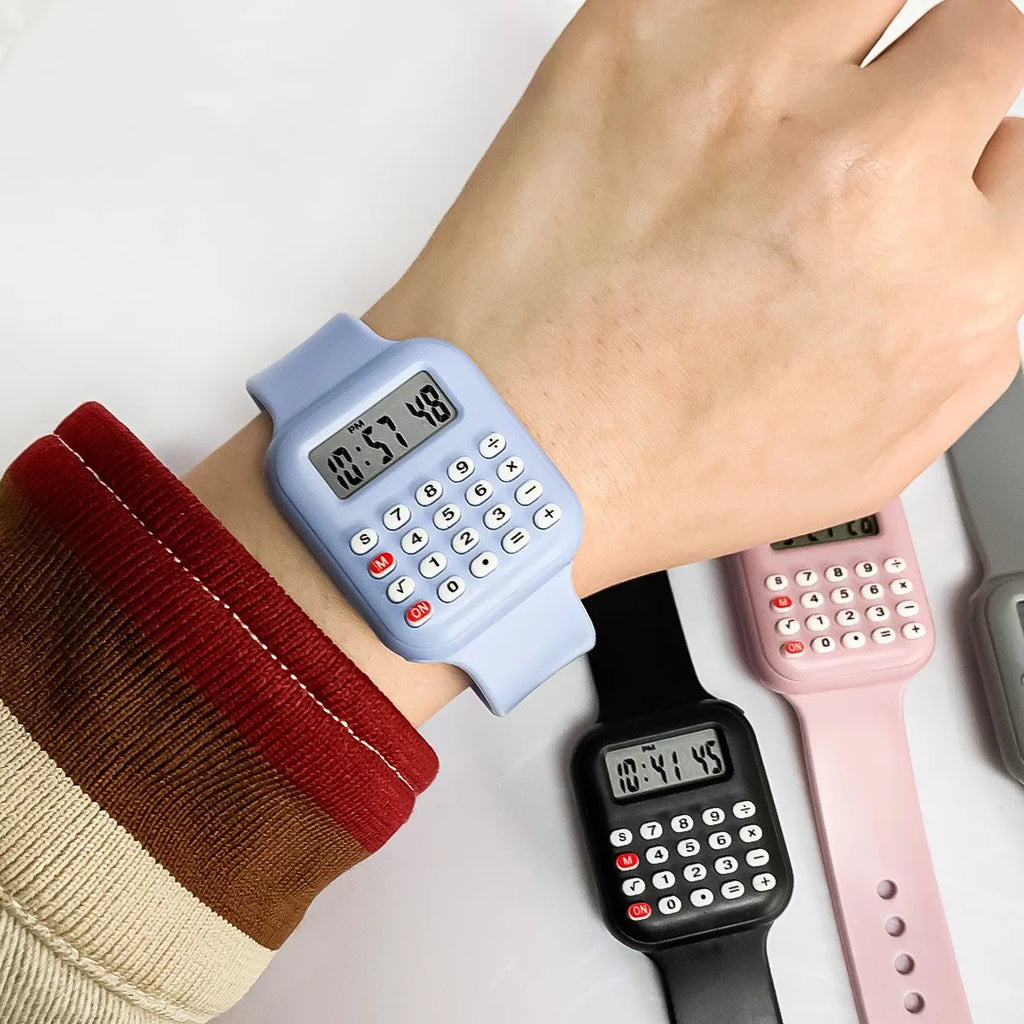 Reloj con calculadora creativa, reloj Digital LED de dibujos animados para niños, reloj electrónico deportivo de moda para niños y niñas, reloj de regalo para estudiantes