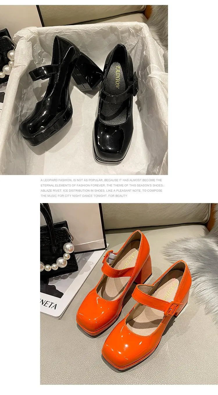 Zapatos Mary Jane Mujer con Plataforma, Punta Cuadrada y Tacón Alto