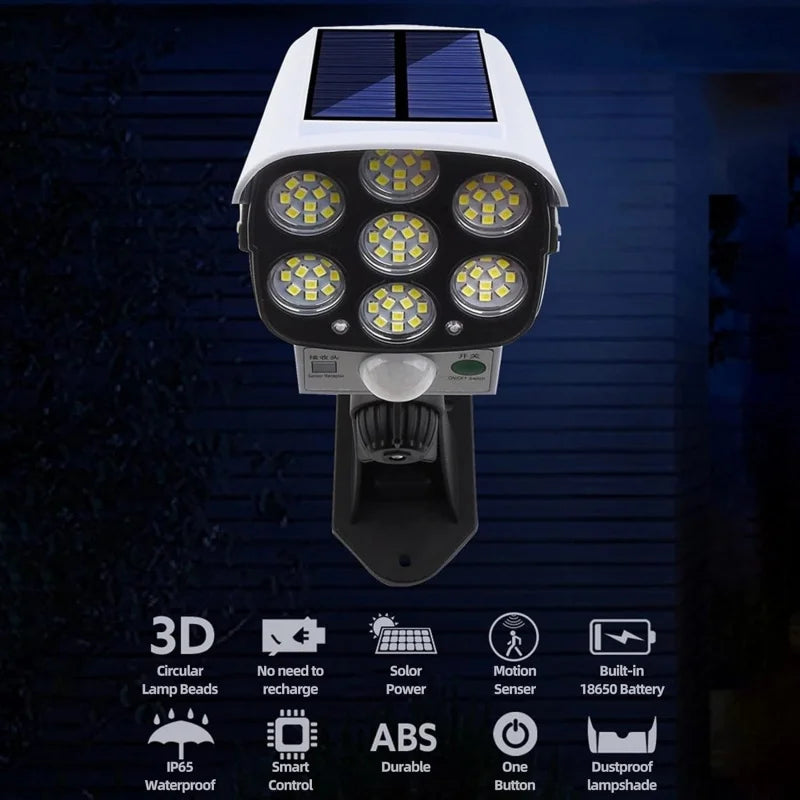 Lámpara Solar 77 LED con Sensor de Movimiento para Jardín y Exteriores