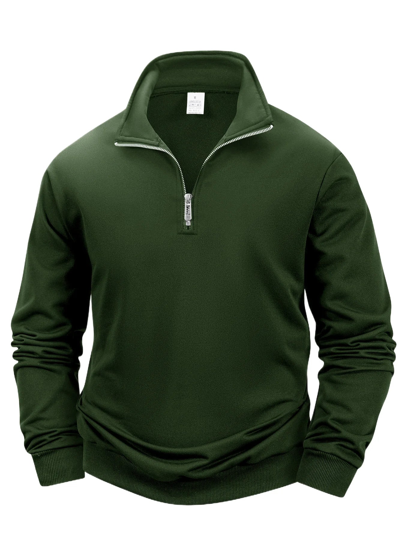 Otoño hombres cremallera pulóver de manga larga suéter hombres cálido delgado Casual cuello alto cuello simulado pulóver sudaderas Tops