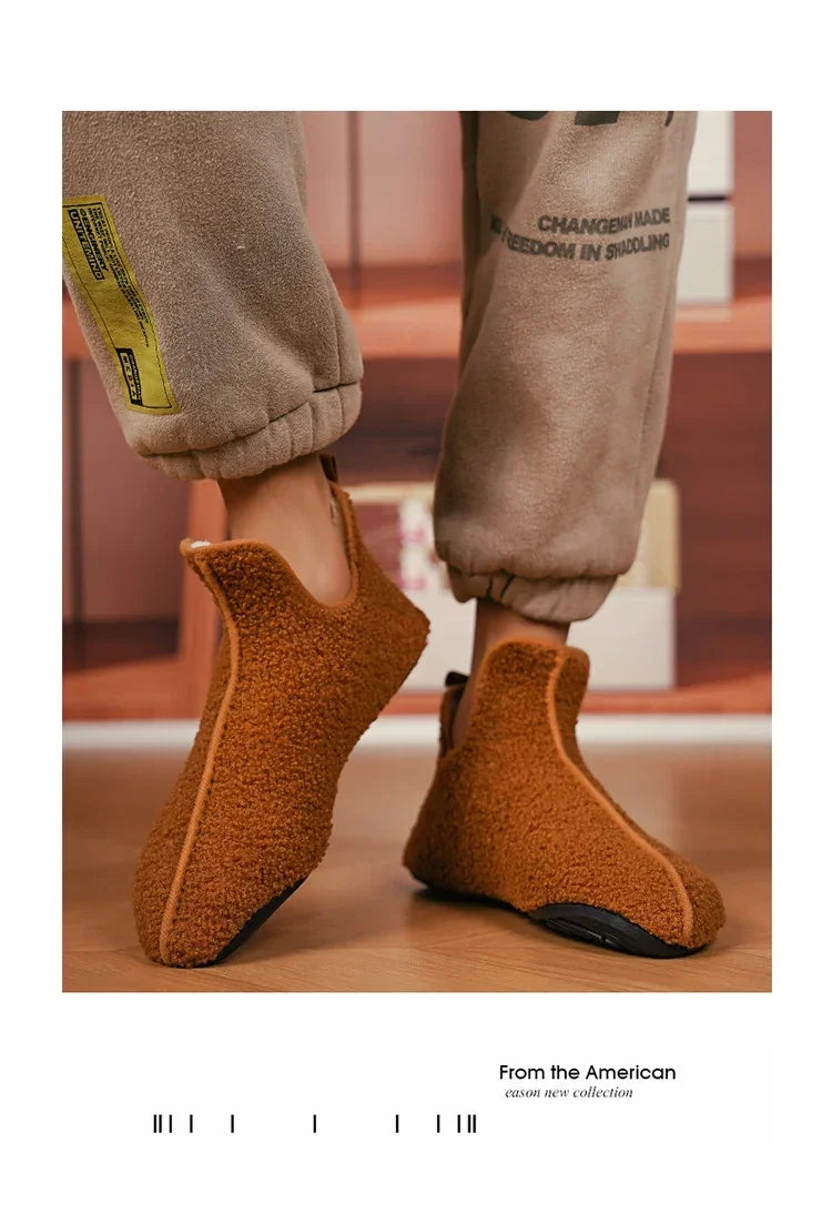 YRZL, zapatos de algodón de invierno para hombre, zapatillas ligeras sin cordones de alta calidad, mocasines de algodón de felpa para interiores, zapatos cálidos Unisex