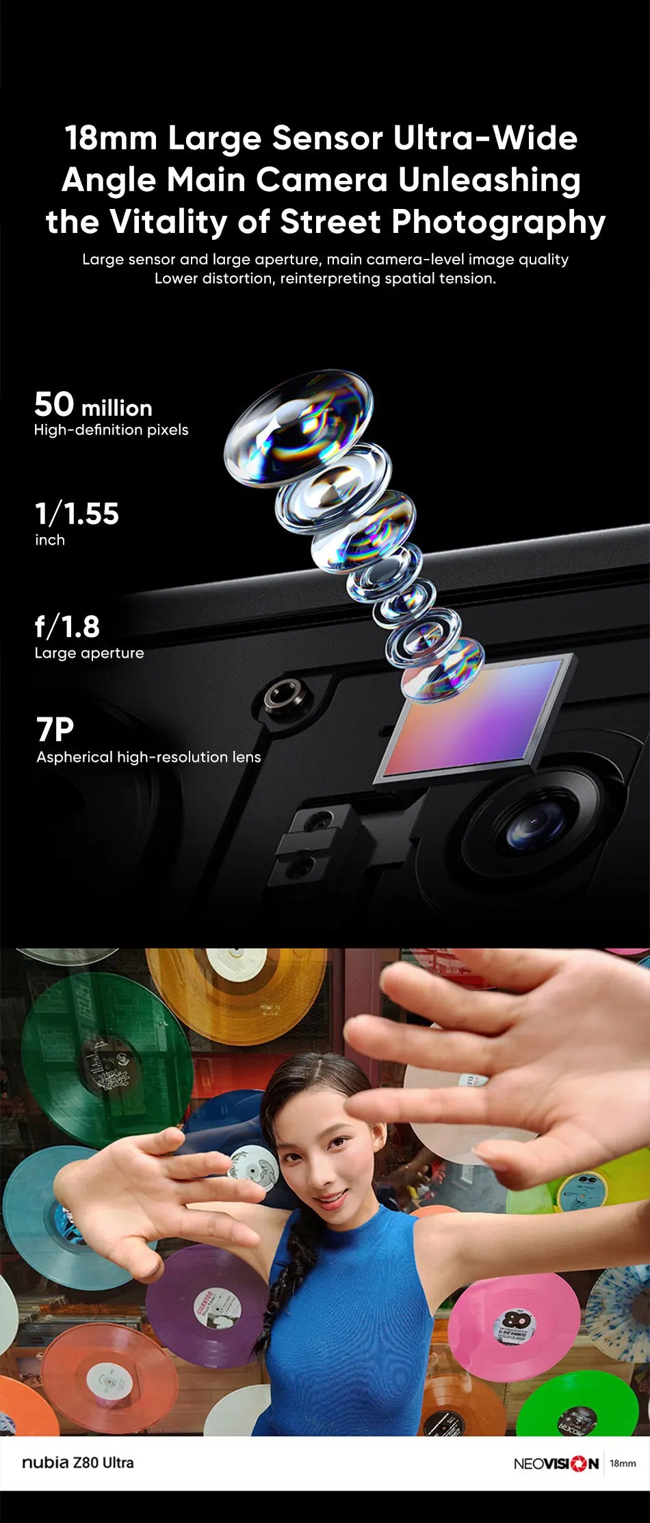 Teléfono Inteligente nubia Z80 Ultra 5G Oficial, Versión Global, Snapdragon 8 Elite Gen 5, 7200 mAh, Pantalla OLED de 6.85'' y 144 Hz, Carga Rápida de 90 W