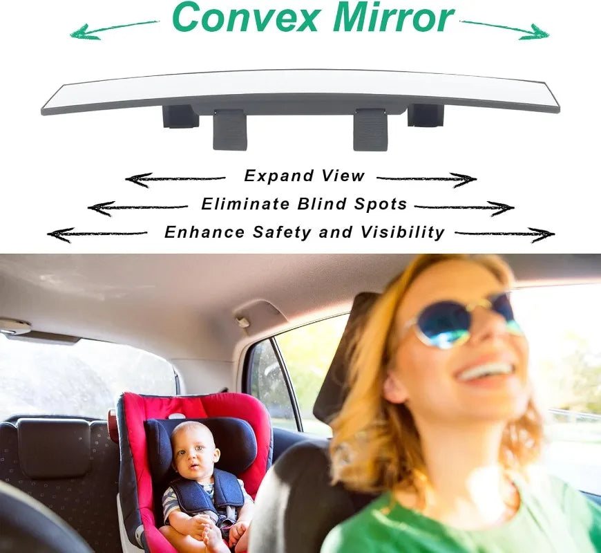 Espejo retrovisor para bebé, espejo retrovisor agrandado, vista trasera gran angular con clip, reduce eficazmente el punto ciego para coche SUV camión