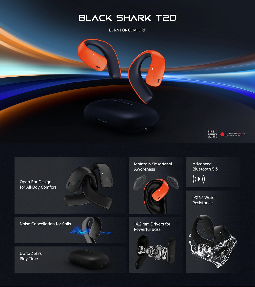 Black Shark T20 Auriculares Bluetooth 5.3 IPX67