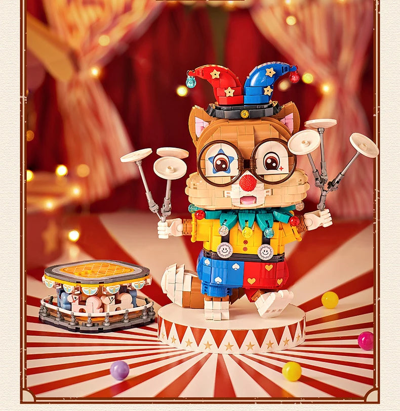 LOZ-1947 juguete de moda nacional payaso ardilla modelo de mesa decoración para adultos y niños modelo de bloques de construcción juguete regalo de Año Nuevo