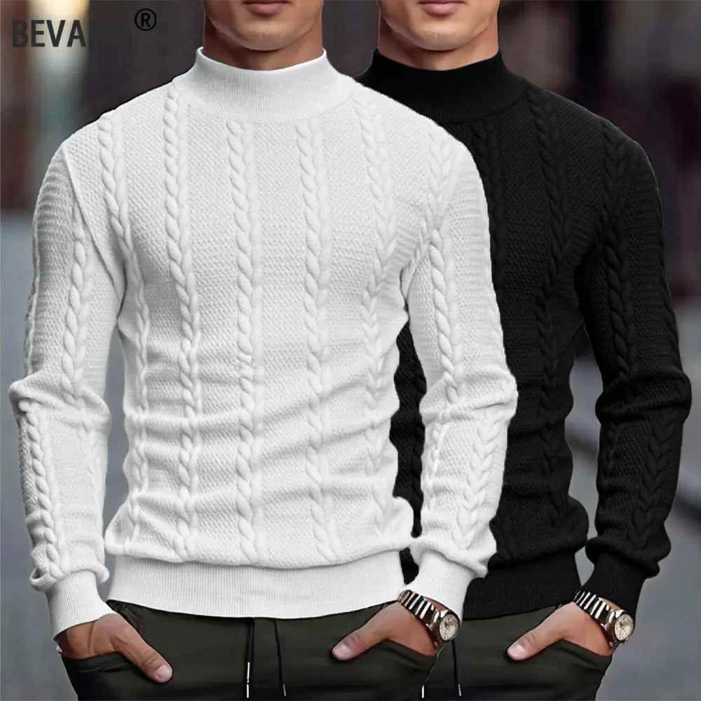 Suéter de Cuello Alto para Hombre - Punto Grueso Vintage Invierno