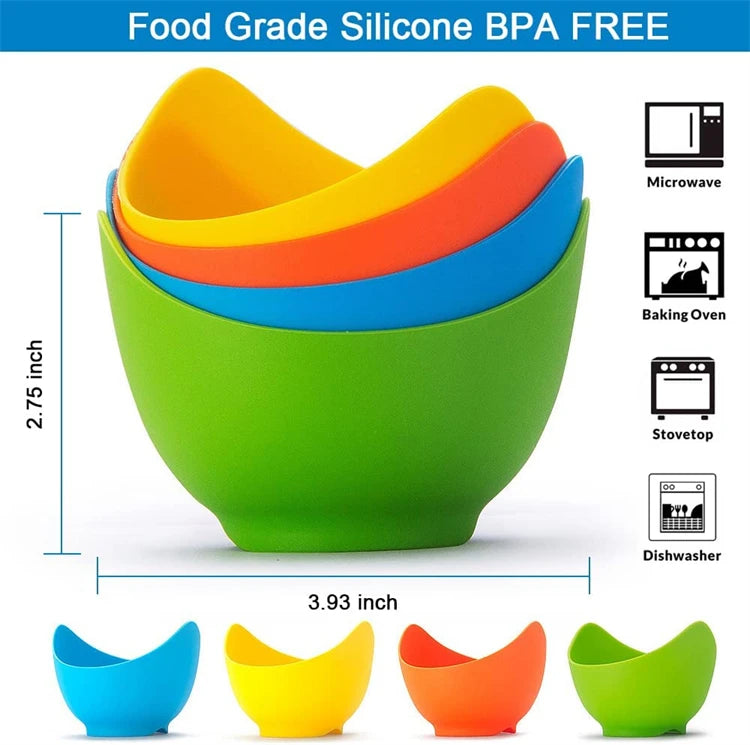 LMETJMA-Tazas de silicona para escalfador de huevos, molde para hervir huevos, con soportes de anillo, para freidora de aire por microondas, 4 piezas, JT85