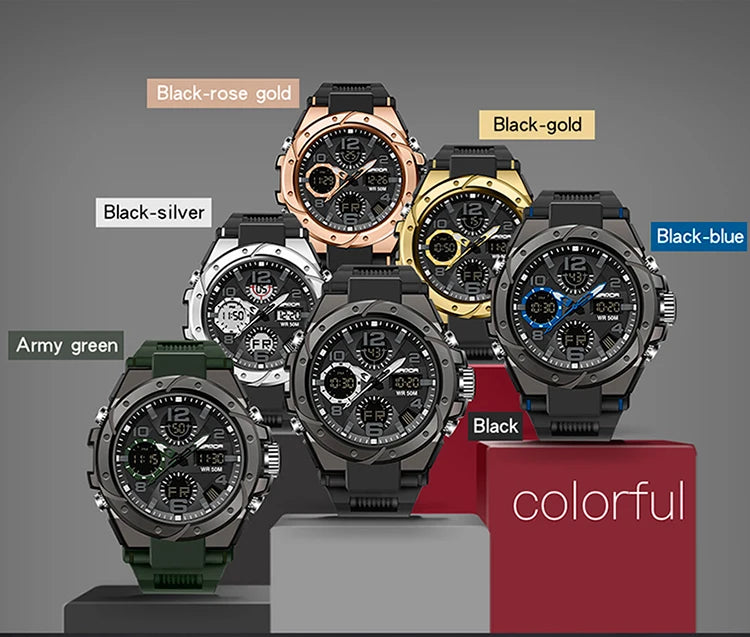 Reloj Militar SANDA Digital LED Doble Pantalla para Hombre
