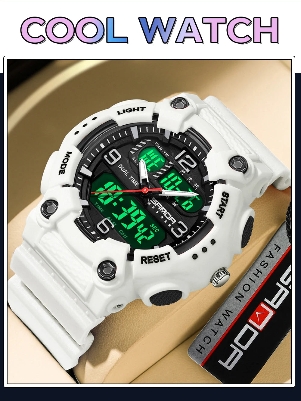 Reloj Digital Deportivo SANDA Pantalla Dual Resistente al Agua 5 Bar