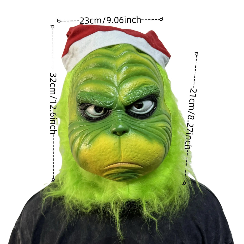 Máscara de Halloween de juego de rol de monstruo verde, disfraz de látex, accesorios de fiesta, accesorios de decoración de disfraces verdes