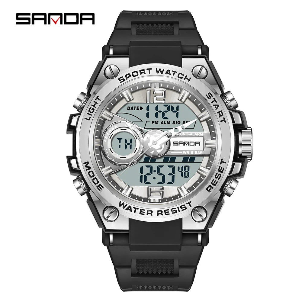 Reloj Deportivo Militar SANDA 6092 Pantalla Dual LED, Resistente al Agua