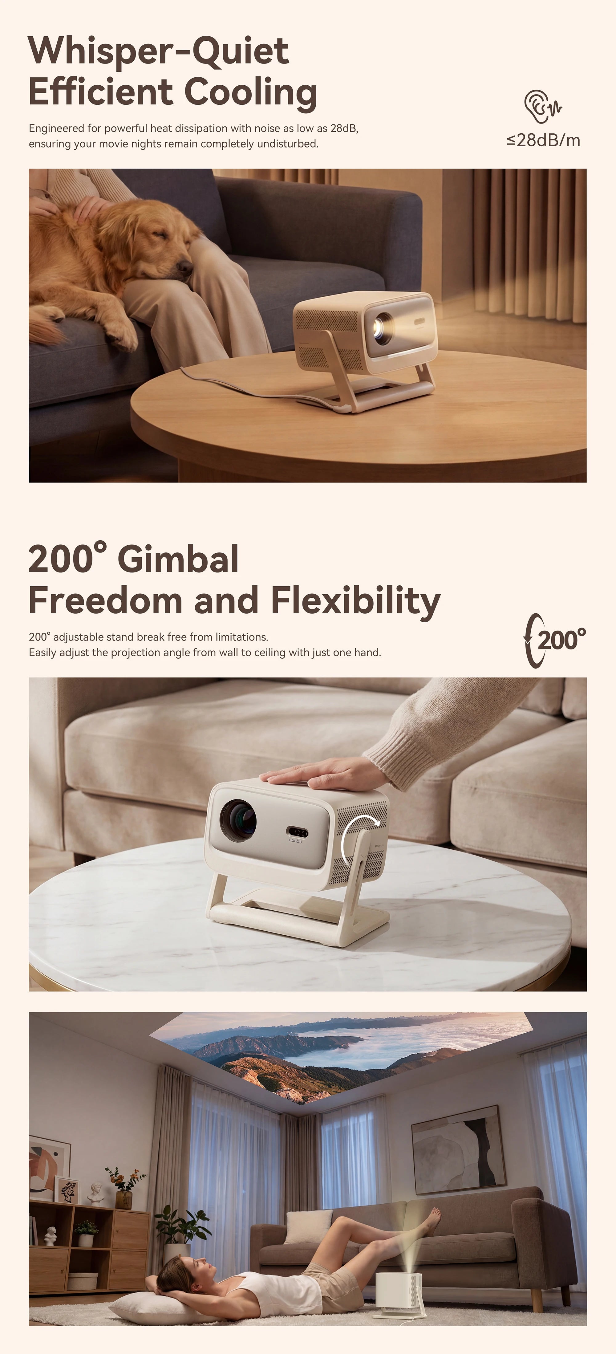Wanbo Vali 1 Pro Proyector con Google TV 14, MEMC y Dolby, 900 ANSI, 1080P, HDR10, 2+32G, ≤28dB, ASA 3.0, HDMI 2.1