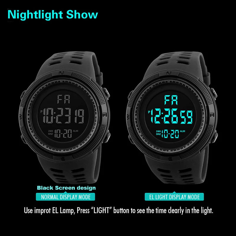 Reloj electrónico para hombre, relojes deportivos militares, luminoso, multifunción, LED, reloj de pulsera Digital para hombre, niño, estudiante, adolescente