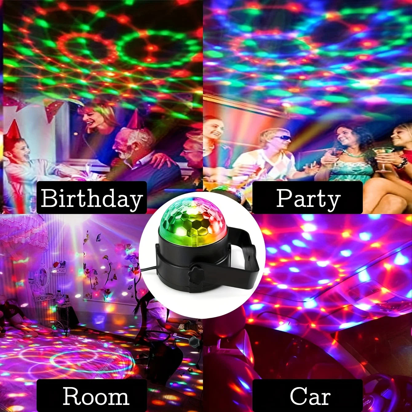 Luz LED Estroboscópica RGB con Control Remoto para Fiestas