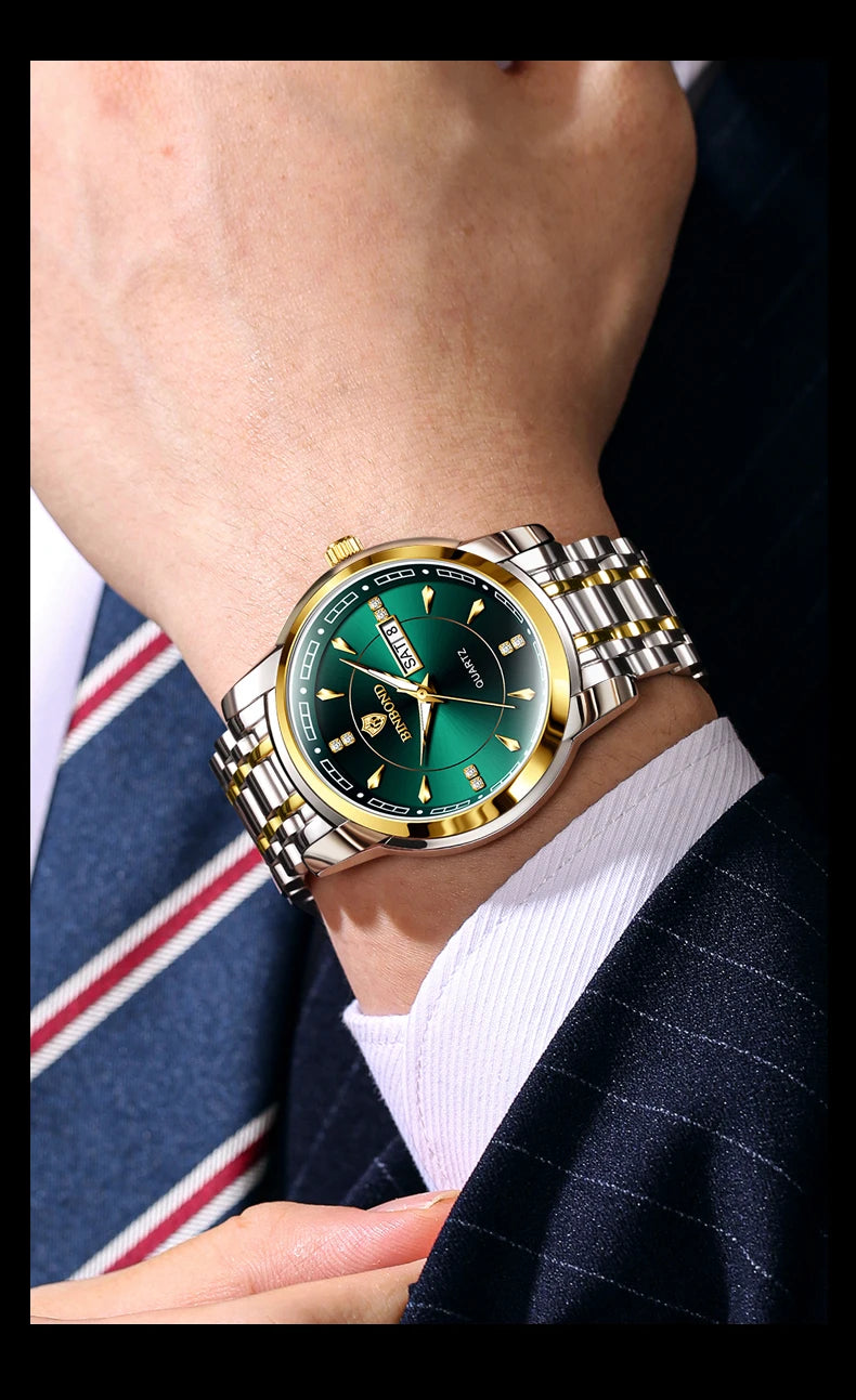 Reloj de Cuarzo BINBOND para Hombre de Negocios, Luminoso, Resistente al Agua