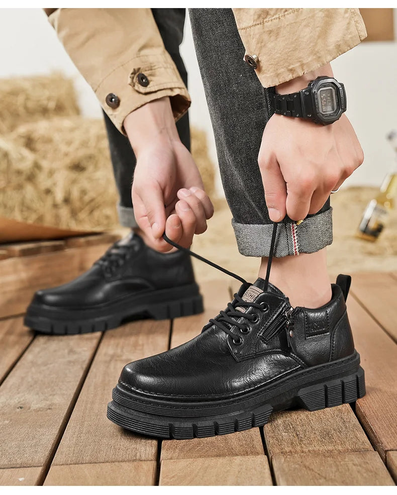 Zapatos informales para hombre, calzado cómodo para trabajo hecho a mano en las cuatro estaciones, zapatos de trabajo al aire libre, moda Joker, zapatos de marea juvenil, zapatos de cuero para fiesta de negocios