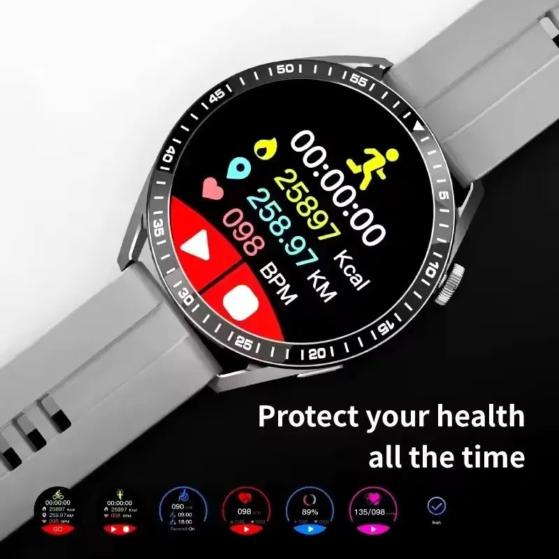 Nuevo reloj inteligente deportivo GPS a la moda para hombre, pantalla AMOLED de 1,85 ", frecuencia cardíaca, presión arterial, salud, reloj inteligente para IOS y Android