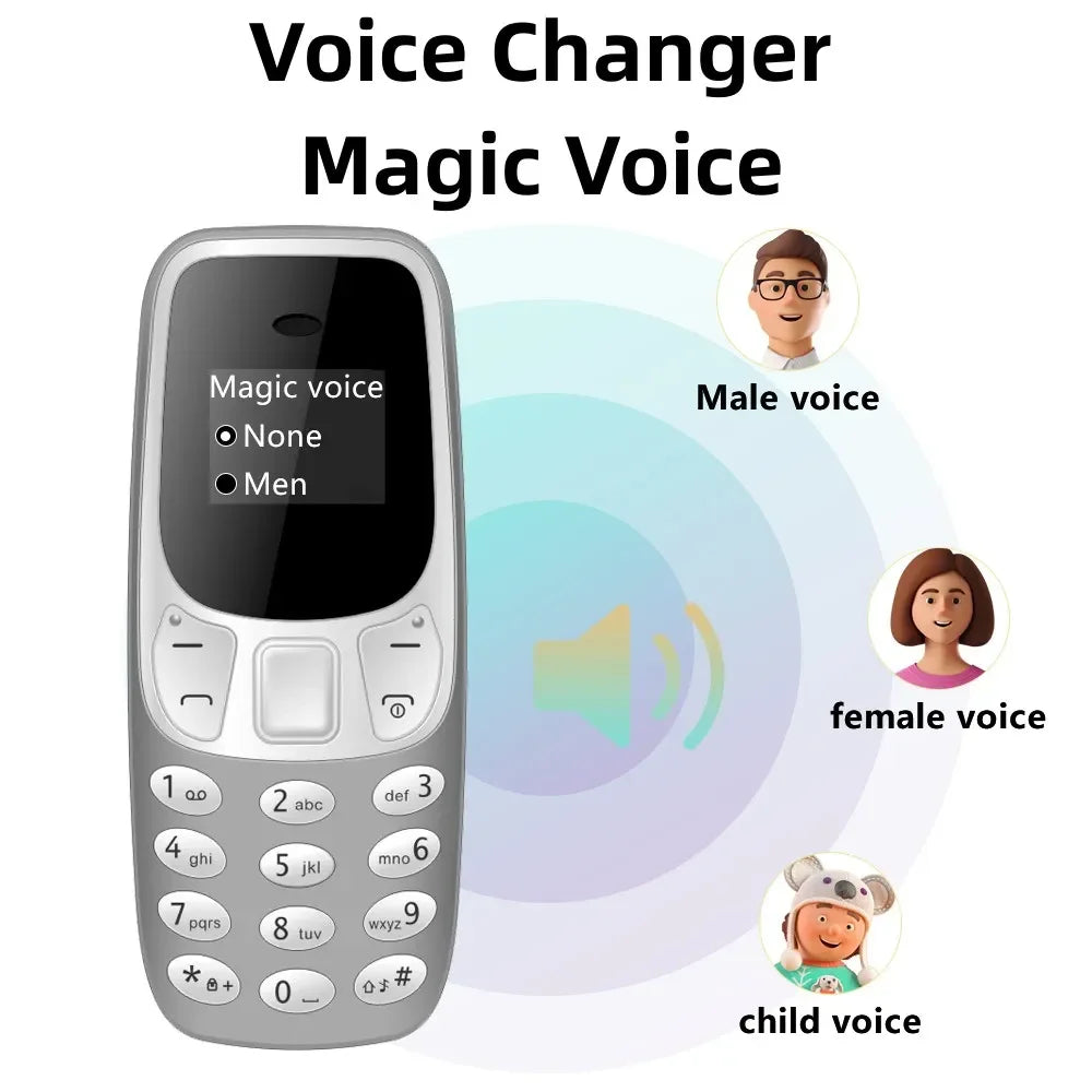 Mini teléfono móvil BM10, 2 tarjetas SIM, auricular Bluetooth, cambiador de voz, grabación de voz de baja radiación, teléfono móvil pequeño multilingüe