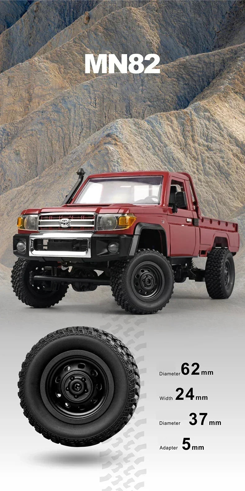 MN82 MN82S Toyota Rc 4x4 Rc CAR 2,4g 1/12 escala completa todoterreno Control remoto coche trepador de control remoto coche de juguete para regalo
