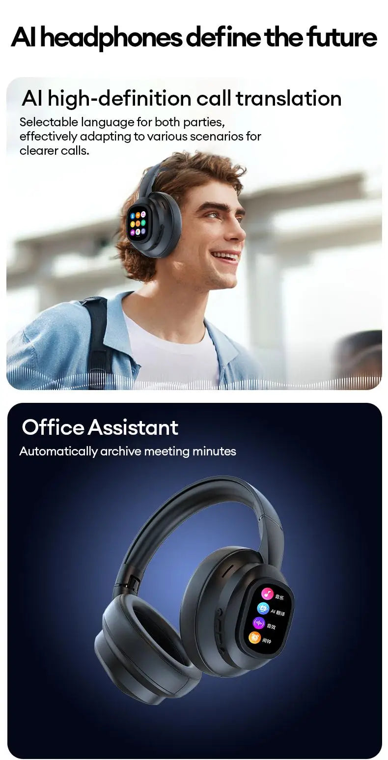 Auriculares Bluetooth ANC con Pantalla LCD y Micrófono HD