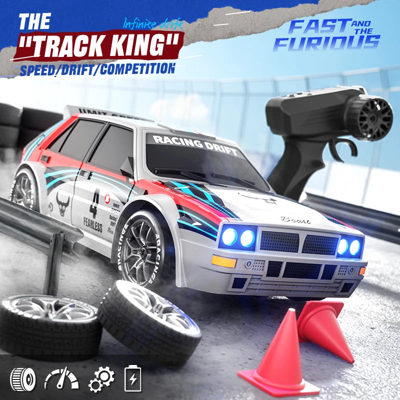 2025 nuevo coche 4WD RC escala 1:24 tracción en las cuatro ruedas Drift con dos configuraciones de velocidad 20 km/h luz LED juguetes para niños recargable SG204