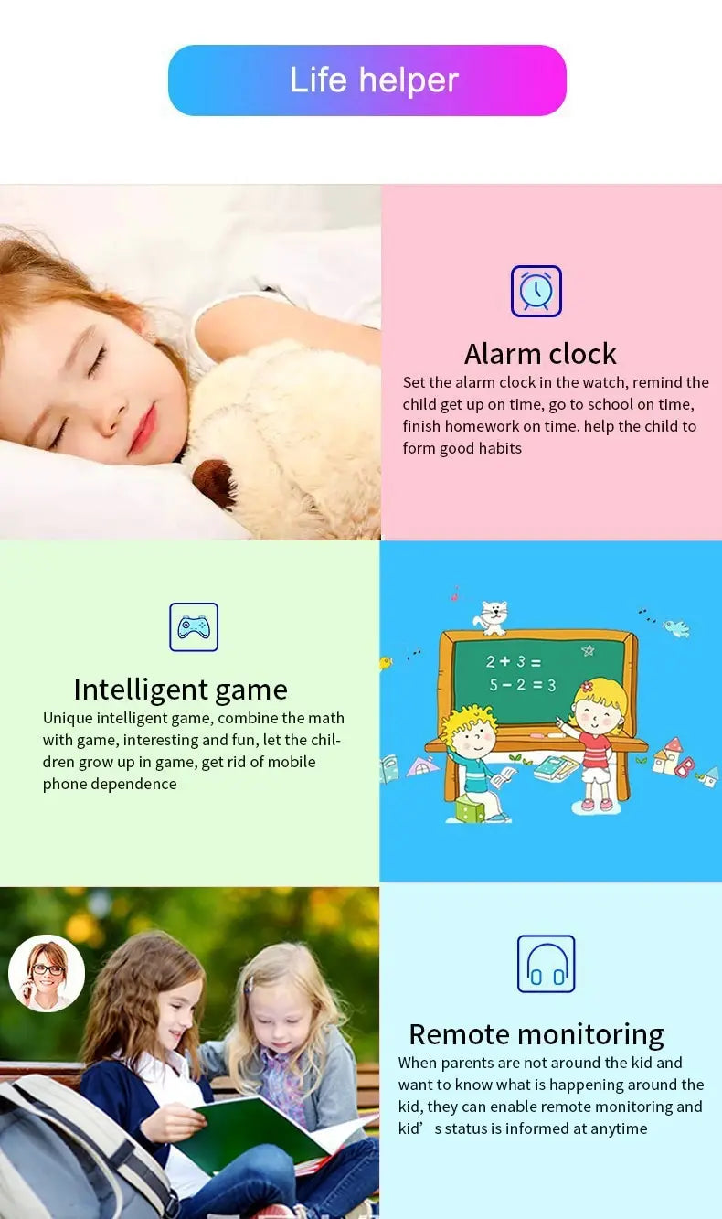 Reloj inteligente para niños 2026 nuevo reloj inteligente con tarjeta Sim para niños llamada Sos teléfono cámara Chat de voz foto niño niña regalo pantalla a Color Q19