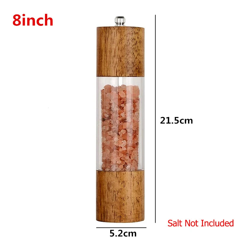 LMETJMA Juego de molinillo de sal y pimienta acrílico premium Molinos de sal y pimienta manuales Agitadores de madera con núcleo de cerámica ajustable 137