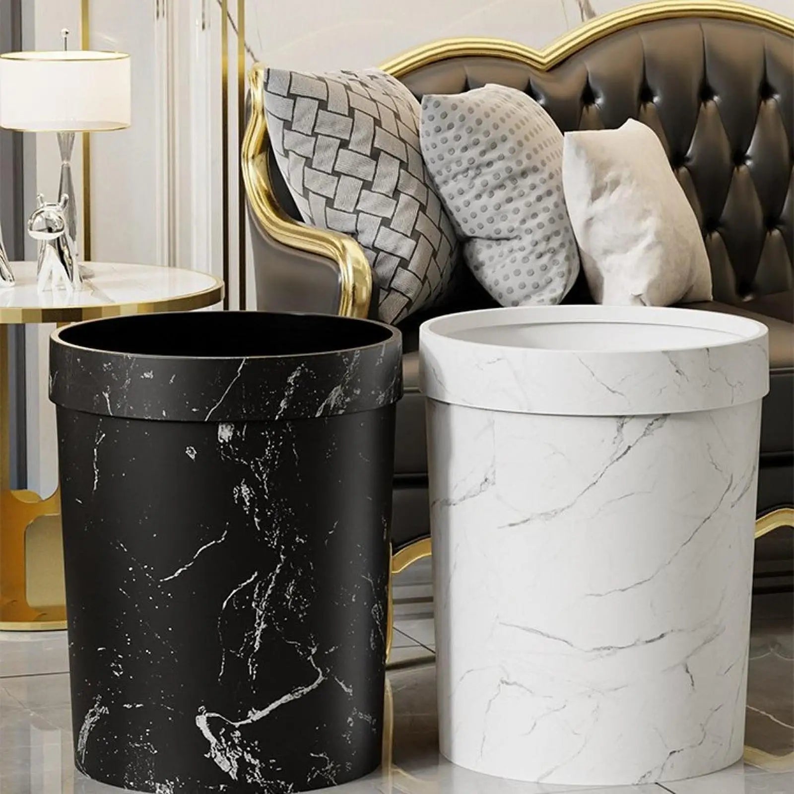Bote de basura de grano de madera de imitación, contenedor de basura creativo para alimentos, basura para sala de estar, dormitorio, baño, cocina