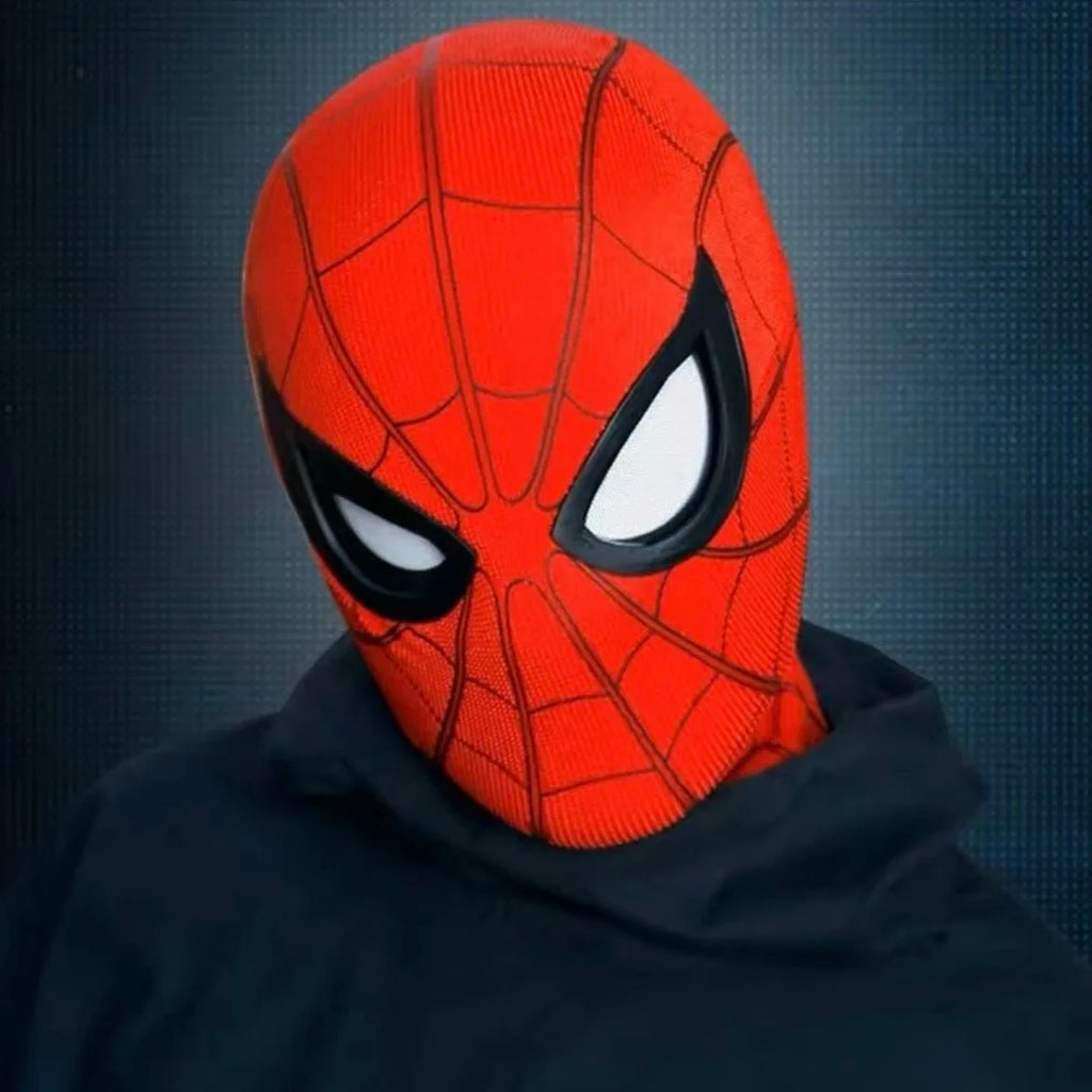Máscara de Spiderman con ojos de Control remoto móvil, máscara de Spiderman Peter Parker, máscara de disfraz de Halloween, Material de tela de LICRA