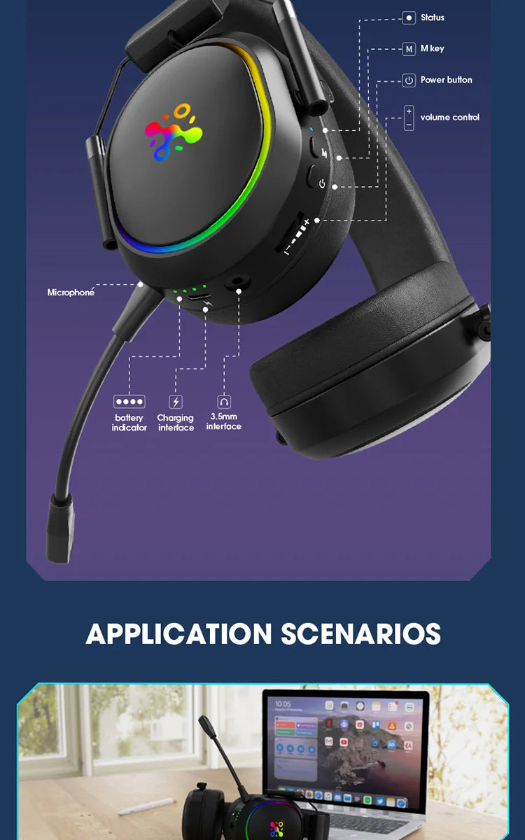 LDON Auriculares Gaming PS5 PS4 Bluetooth 2.4GHz