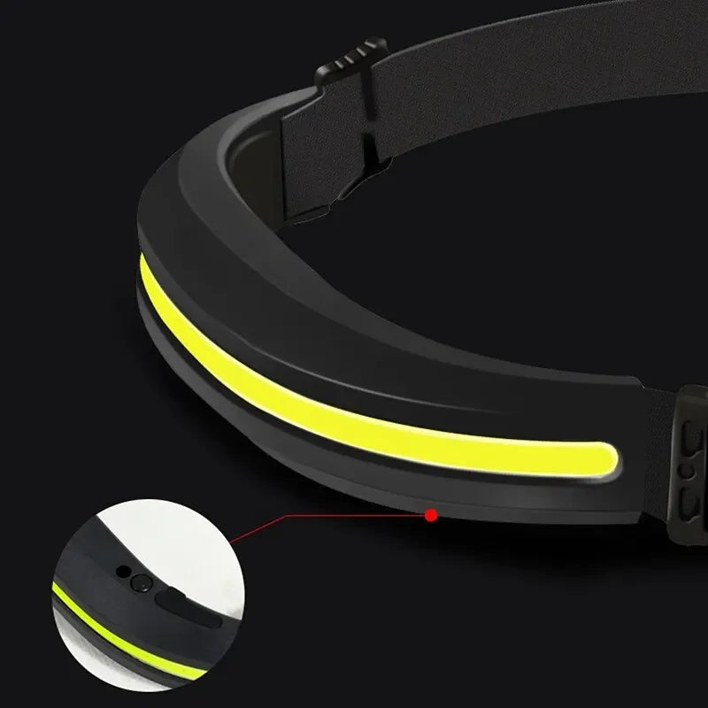Linterna Frontal COB LED Recargable para Camping y Pesca