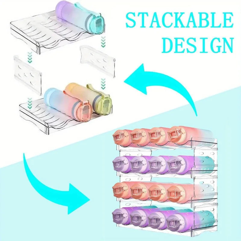 Estante modular expandible para almacenamiento de tazas, organizador transparente de 2 a 3 capas para vasos aislantes, copas de vino, encimera de cocina