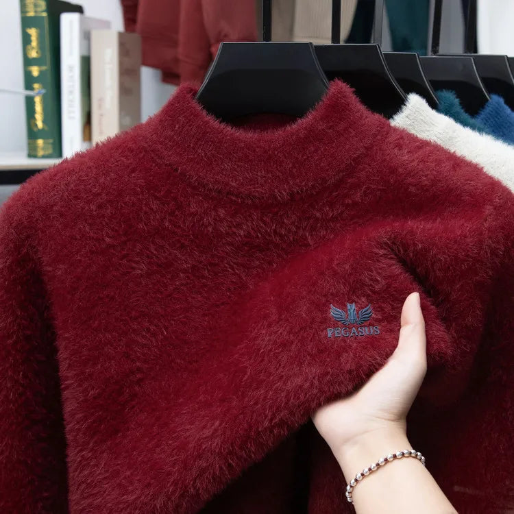 Buzo de Cuello Semi Alto para Hombre – Tejido Cálido de Invierno