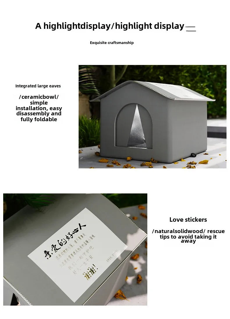 Casita Impermeable para Mascotas – Cama Cueva Plegable Exterior