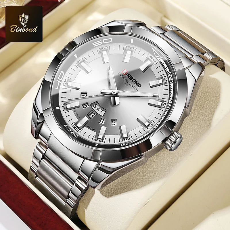 Reloj de Cuarzo BINBOND para Hombre Elegante Resistente al Agua