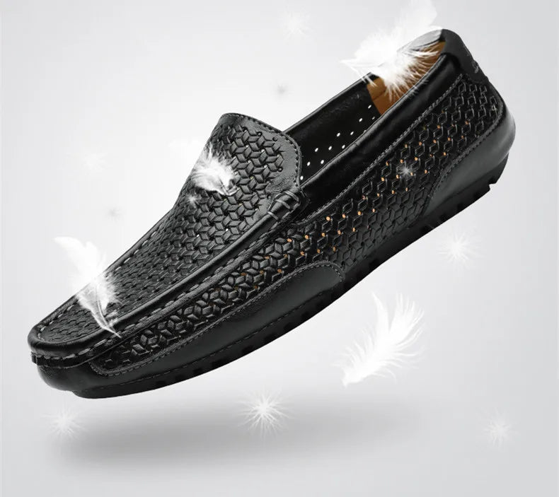 Zapatos Negros para Hombre 2026, Mocasines Casuales de Cuero Genuino, Marca de Lujo Italiana, Transpirables, Estilo Náutico