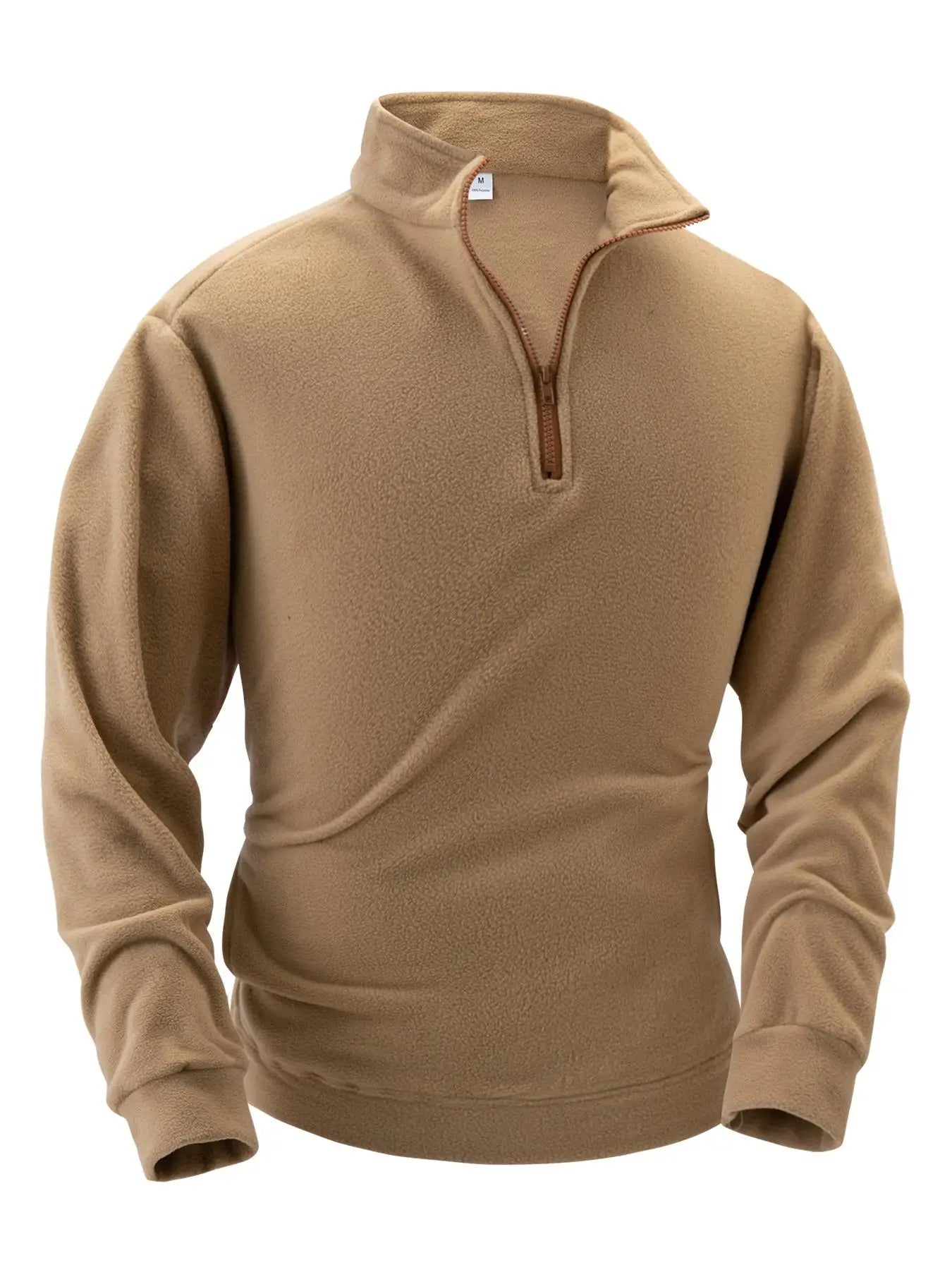 Suéter de forro polar grueso de calidad para hombre, con cuello con cremallera y manga larga, ropa deportiva para hombre, chaqueta softshell para hombre