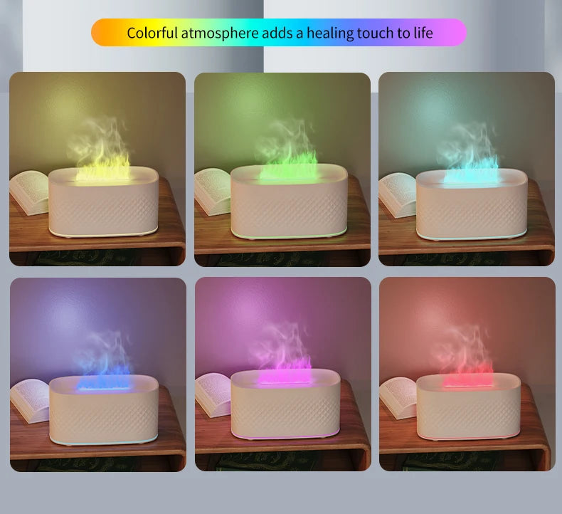 Nueva lámpara de ambiente colorida USB, máquina de aromaterapia de escritorio para el hogar y la Oficina, humidificador creativo de llama con grietas, pulverizador de atomización de aire