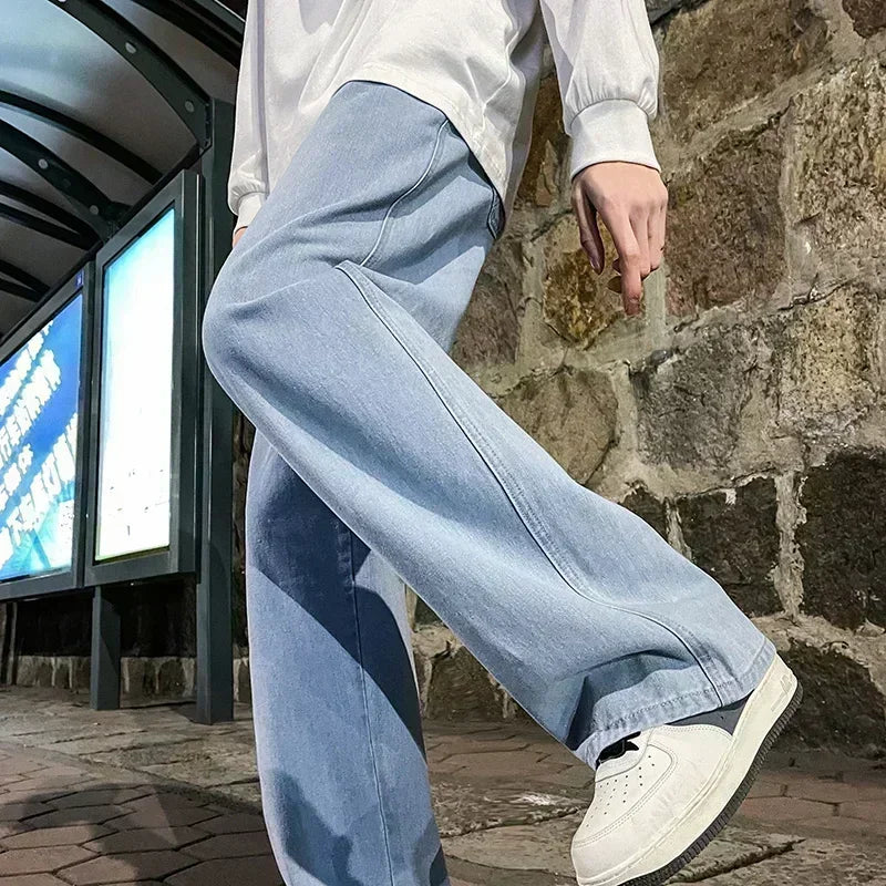 Pantalones Vaqueros Coreanos Sueltos, Estilo Calle, Pierna Ancha