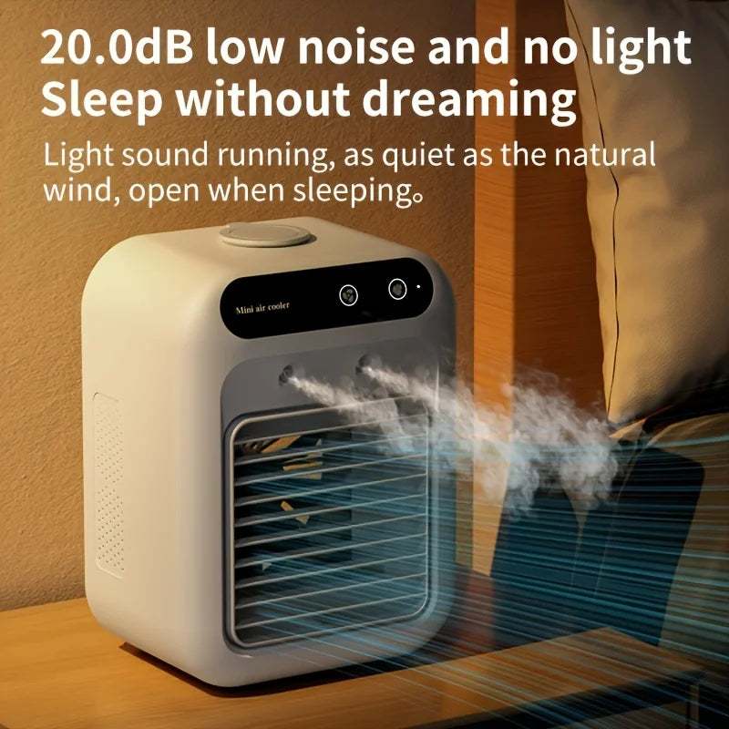 Ventilador humidificador de escritorio USB, tanque de agua, Mini enfriador de aire, dispositivo de refrigeración portátil, batería de litio de 1800mAh, ventilador de operación de bajo voltaje