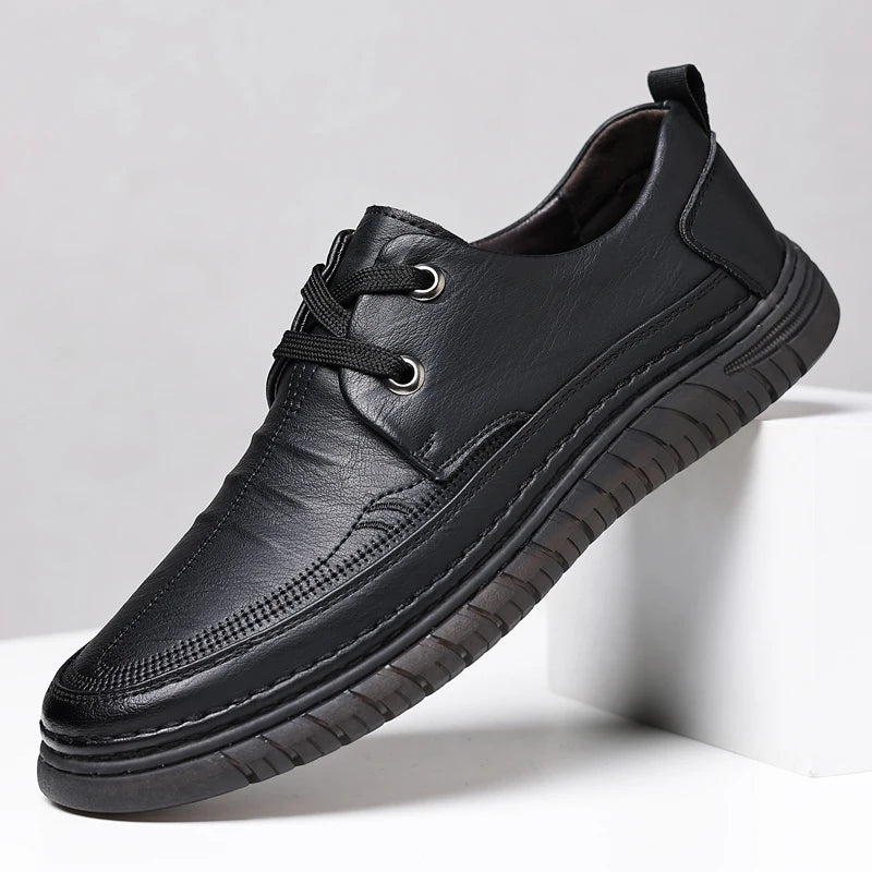 Zapatos Oxford de cuero con cordones cosidos a mano y suela antideslizante