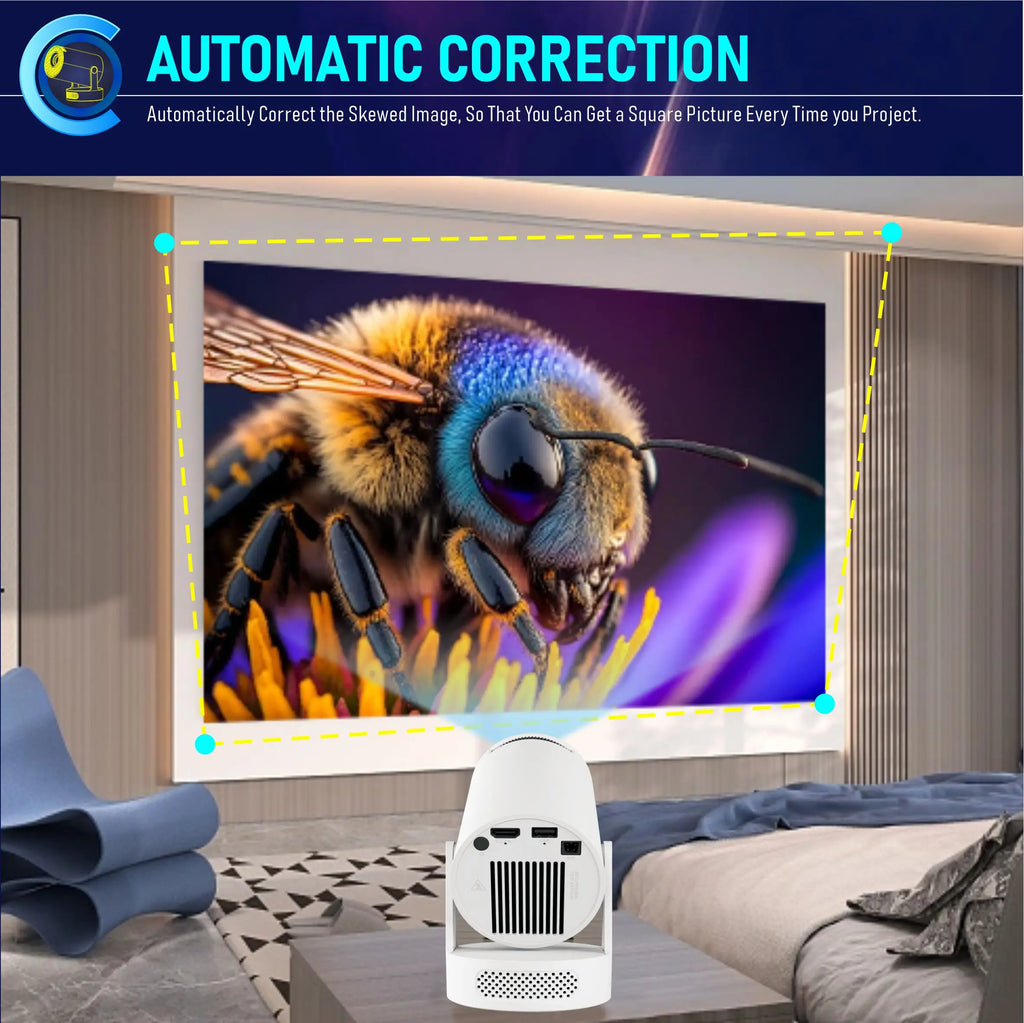 Nuevo Proyector HY300 Ultra Portátil 4K con Altavoz, Cine en Casa, Proyector LCD, Películas al Aire Libre, Android 11, BT5.4, Proyector para Camping
