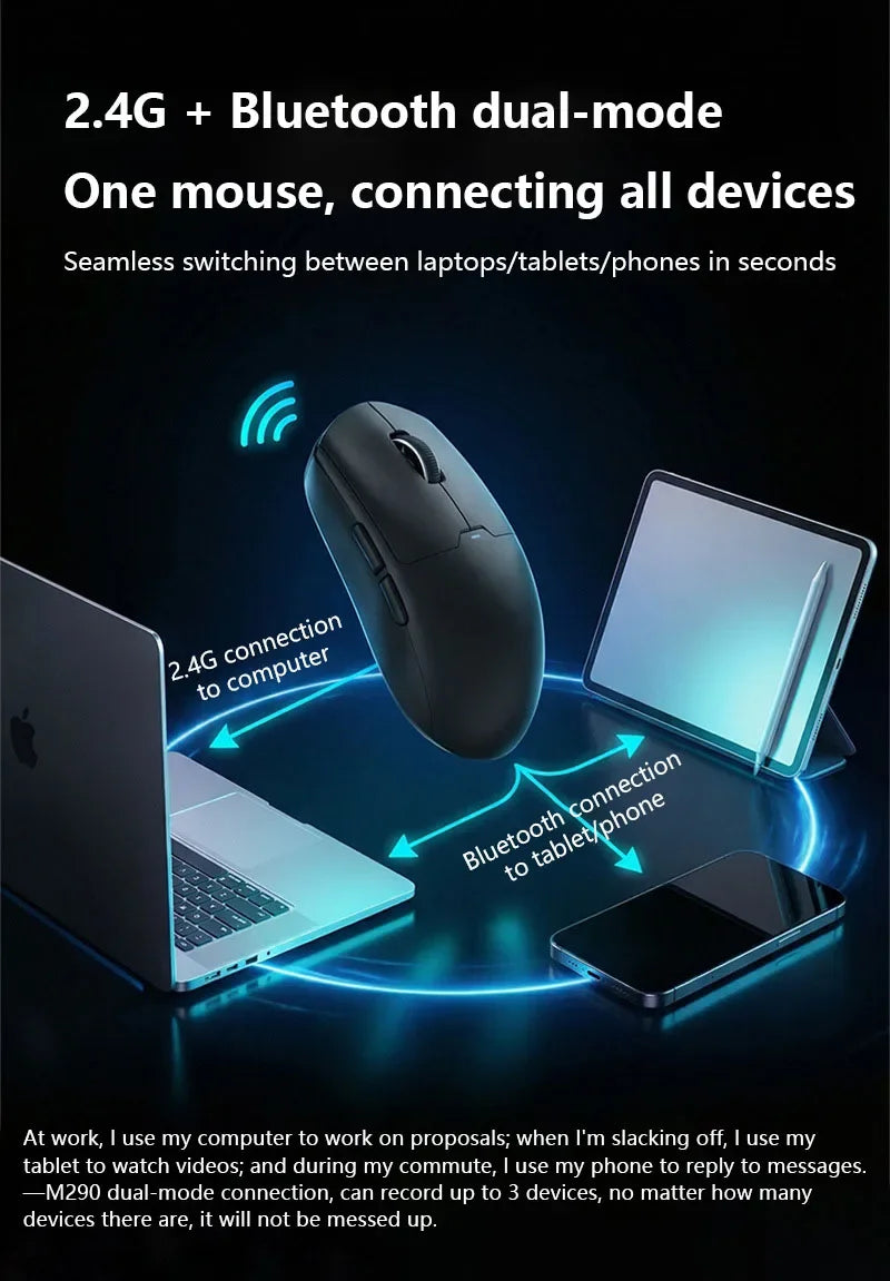 Mouse Inalámbrico Lenovo Dual Mode, Silencioso, Recargable, 1600 DPI