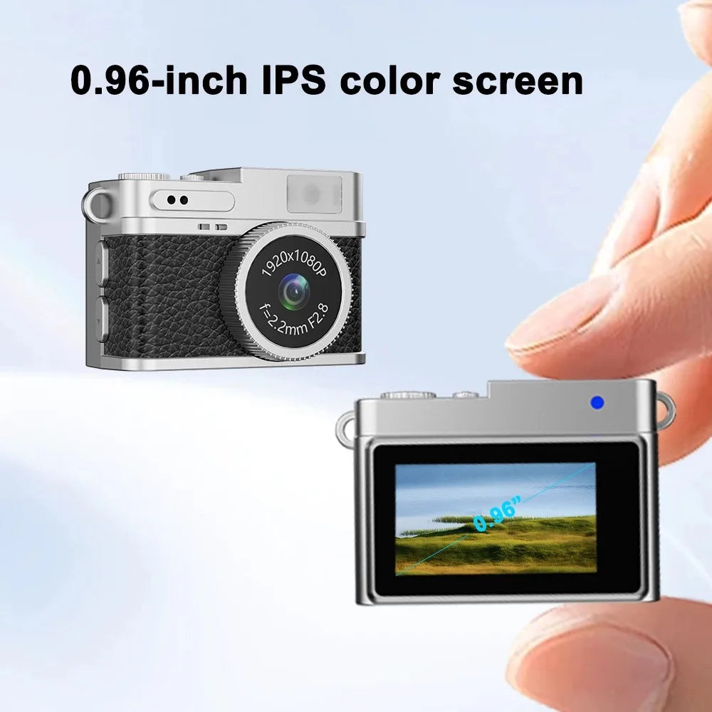 Mini Cámara Digital 1080P con Pantalla IPS, Grabadora de Video Portátil Retro