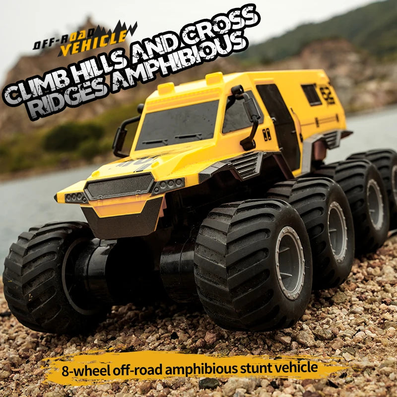    JJRC Q137 8x8 2,4G coche de Control remoto 8wd vehículo acrobático anfibio todoterreno camión de carreras de velocidad de 8 ruedas juguete sobre orugas impermeable