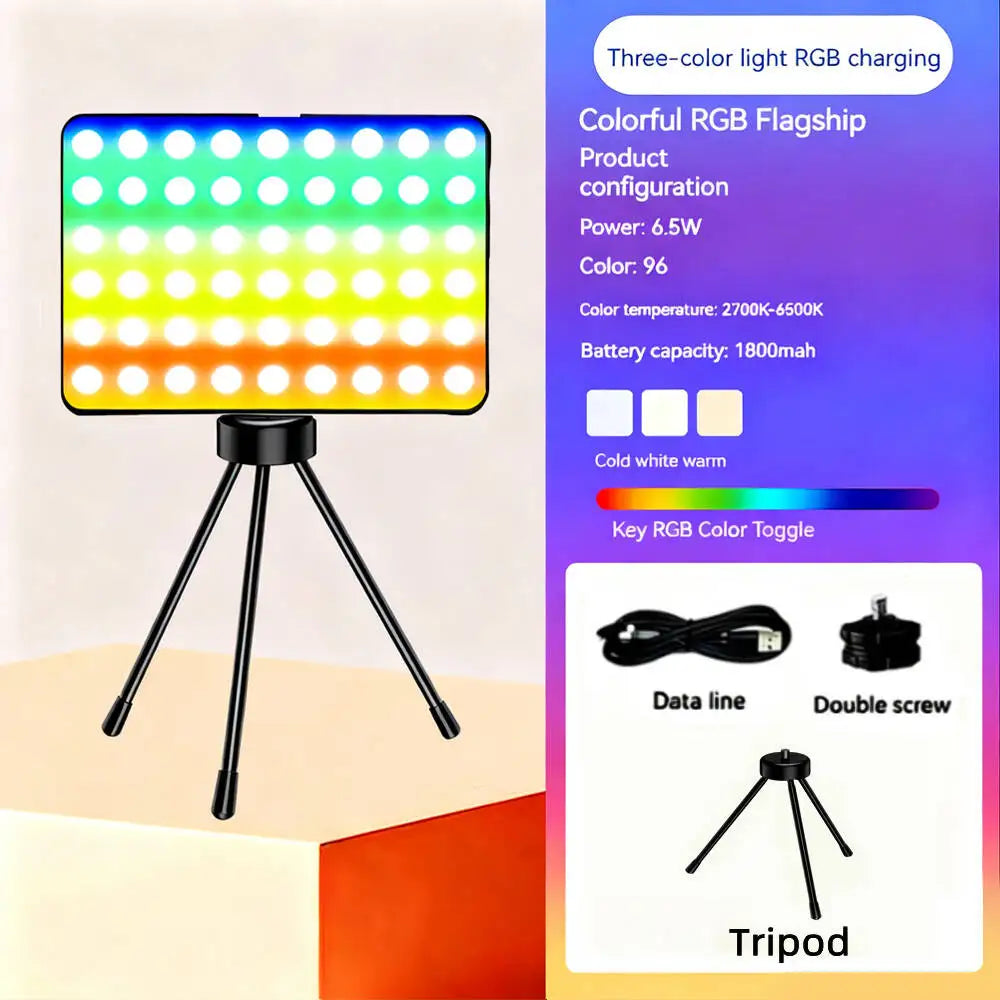 Panel de luz LED RGB para cámara bicolor regulable con batería