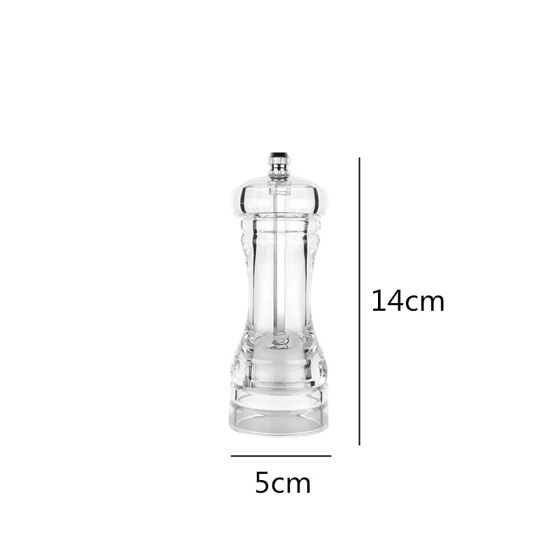 LMETJMA Molinillo de sal y pimienta acrílica transparente con molinos de aspereza ajustables Molinillo de sal y pimienta de mar recargable JT133