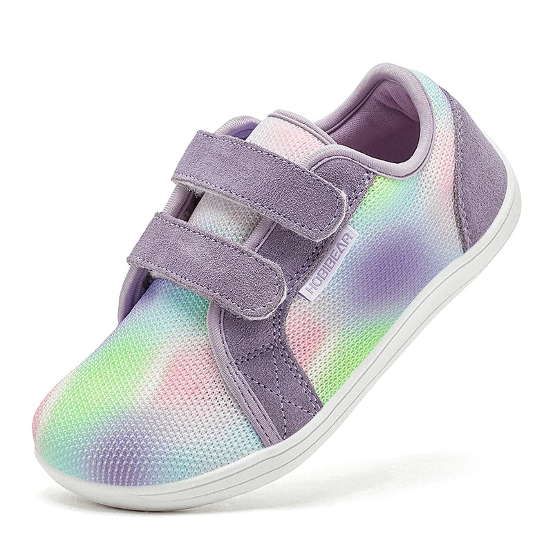 HOBIBEAR Zapatillas Descalzas para Niños Velcro Punta Ancha Malla
